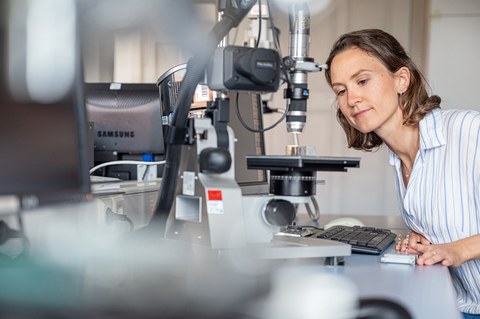Auf dem Bild sind Studierende der Werkstoffwissenschaft an der TU Dresden zu sehen, die in einer Praxissituation fotografiert worden