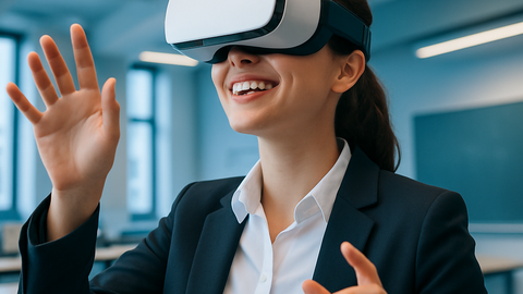 Frau mit VR-Brille