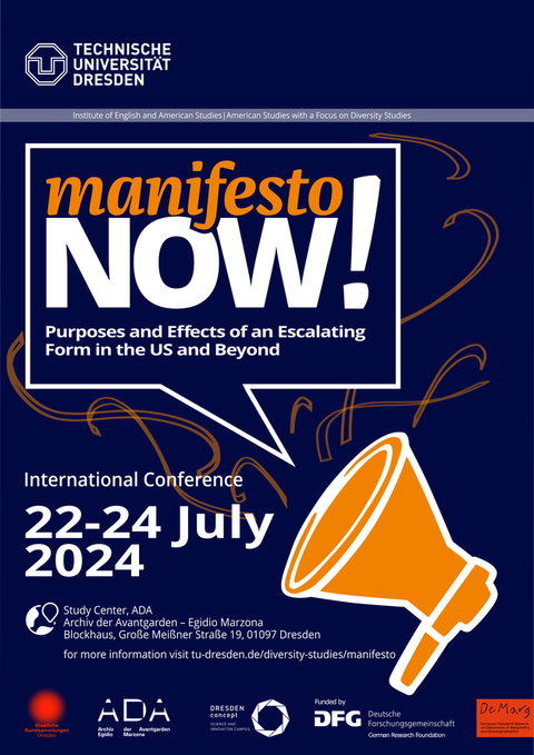 Plakat für die Konferenz "manifesto NOW".