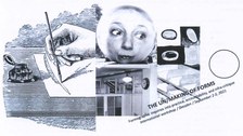 Collage mit einer Handzeichnung auf Papier, einem Frauengesicht, einer Uhr und industriellen Elementen. Der Text lautet: „THE UN/MAKING OF FORMS: Formographic Inquiries into Practices, Accountabilities, and Infra-critique.".