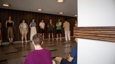 Group formation exercise with eyes closed