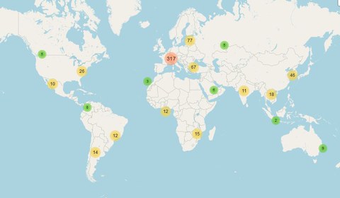 Map with Partners of TU Dresden