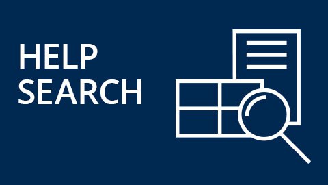 Die Grafik mit der Aufschrift "Help Search" zeigt eine Lupe über einem Paket und Dokument
