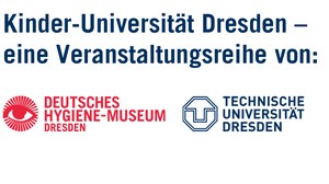 Dieses Bild zeigt das Logo des Deutschen Hygiene-Museums Dresden und der TU Dresden. Mit diesem Bild wird gezeigt, dass diese beiden Institutionen gemeinsam die Kinder-Universität Dresden organisieren.