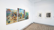 Blick in die Ausstellung „System und Revision“ mit Werken von Dieter Bock und Hubertus Giebe.  Foto: Michael Kretzschmar, TUD