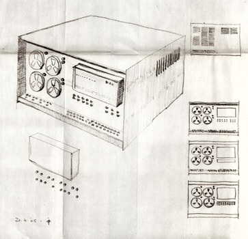 Entwurf zur Formgestaltung des D 4a mit Varianten zur geschlossenen Schreib- und Leseeinheit von Prof. Karl Clauss Dietel aus Chemnitz, 1965 