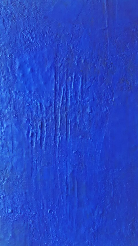 monochrom blau, Mischtechnik auf Holz, 120 x 80 cm, 2016