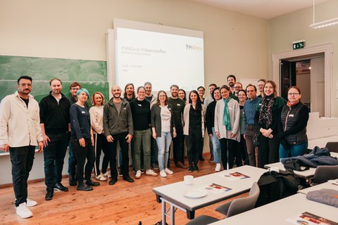 Dr. Markus Wolfien and Sara Bäcker (from left to right) at the work package meeting in Halle.