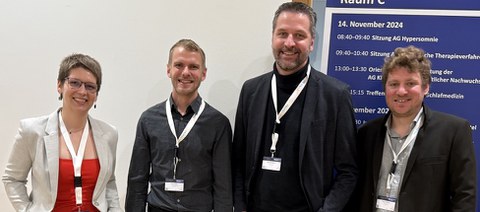 The Somnolink team from Dresden at the annual conference of the German Society for Sleep Research and Sleep Medicine: Dr.-Ing. Miriam Goldammer, Dr. Tony Sehr, PD Dr. Moritz Brandt, Franz Ehrlich (from left to right)