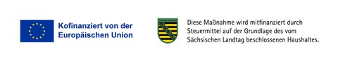 Kombination des EU-Logos und des Wappens von Sachsen