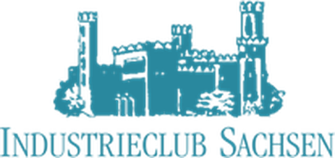 Schematische Abbildung vom Schloss Eckberg in Dresden mit Text darunter: Industrieclub Sachsen