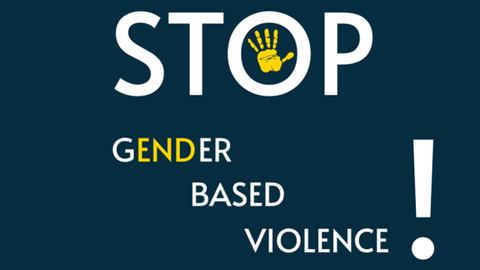 Das Bild zeigt den Schriftzug STOP Gender-Based Violence