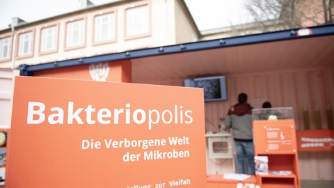Möbelstücke der Wanderausstellung Bakteriopolis