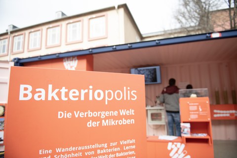 Möbelstücke der Wanderausstellung Bakteriopolis
