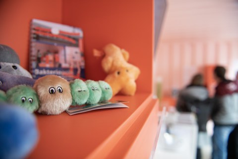 Kuschelmikroben von Giant Microbes in Wanderausstellung Bakteriopolis