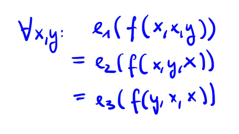 Pseudo weak near unanimity of arity 3