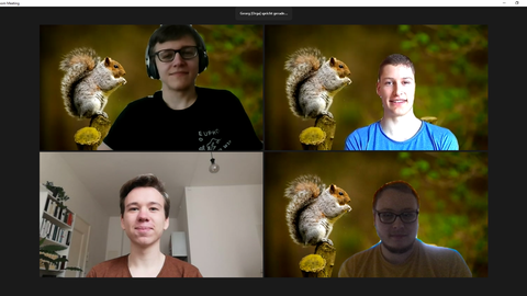 Die vier Mitglieder des deutschen Team „Oachkatzlschwoaf” (bayrisch für Eichhörnchenschwanz)