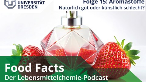 Ein Parfümfläschen und daneben liegen Erdbeeren.