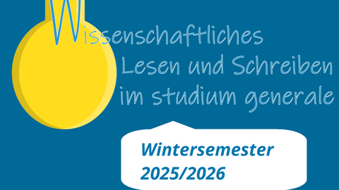 Die Grafik zeigt eine vom oberen Bildrand hängende Glühbirne, deren Glühdraht der Beginn des Textes ist: "Workshops im Sommersemester 2025", darunter "wissenschaftliches Lesen & Schreiben" sowie "SLUB" und "Schreibzentrum der TU Dresden".