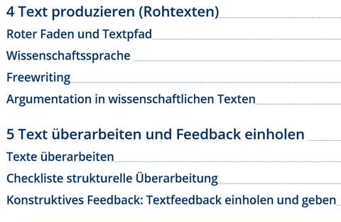 Inhaltsverzeichnis Teil 3: 4 - Text produzieren (Rohtexten); 5 - Text überarbeiten & Feedback einholen