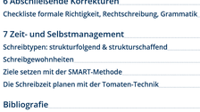 Inhaltsverzeichnis Teil 4: 6 - abschließende Korrekturen; 7 - Zeit- und Selbstmanagement; Bibliografie
