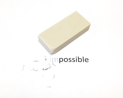 Word "impossible" with the im rubbed out