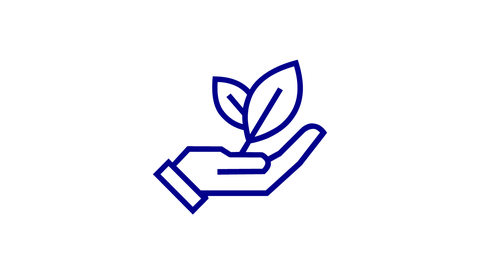 Icon mit Hand und zwei Blättern