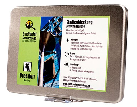 Stadtverführung scavenger hunt tin