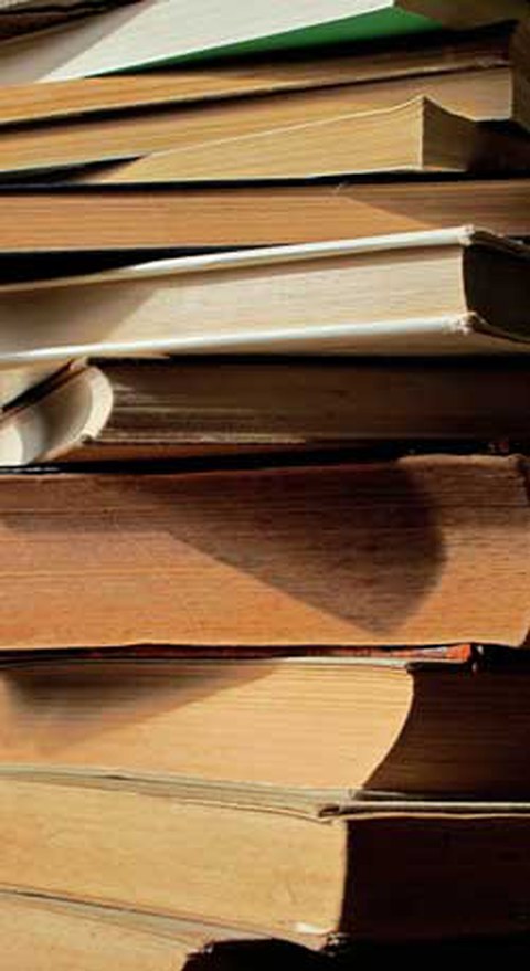 The photo shows a pile of books.