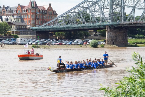 Drachenbootrennen beim Elbhangfest am Blauen Wunder