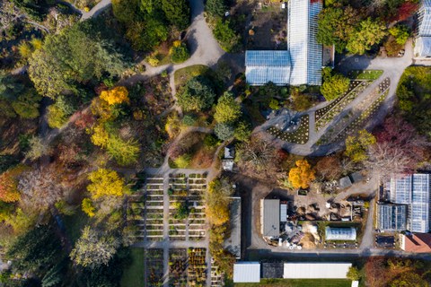 Luftaufnahme des Botanischen Gartens in Dresden