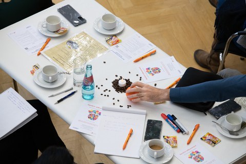 table with workshop materials