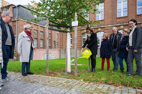 Patenbaum wird gegossen