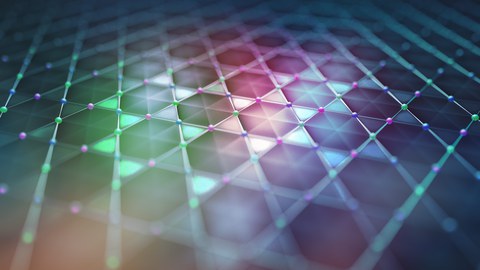 Künstlerische Darstellung der Atomstruktur von Kagome-Metallen