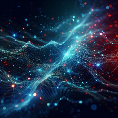 Blitze und Wellen, die Stellvertretend für Quantenbewegungen stehen