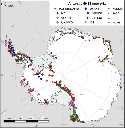 Distribution of GNSS stations in Antarctica