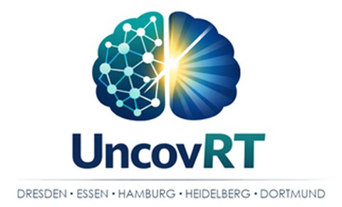 Logo vom Projekt UncovRT. Es zeigt die schematische Darstellung eines Gehirn sowie den Schriftzug UncovRT.