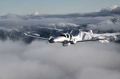 Research aircraft of the Technical University of Dresden, model: Diamond Aircraft DA62 MPP.