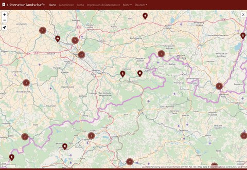 Karte von Sachsen und Böhmen mit runden Markierungen