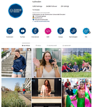 Screenshot der Instagram-Seite der TU Dresden.