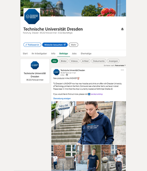Screenshot of TU Dresden's LinkedIn channel.