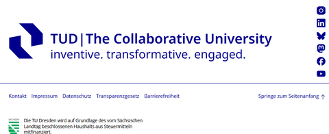 Screenshot des Footers im Webauftritt der TU Dresden