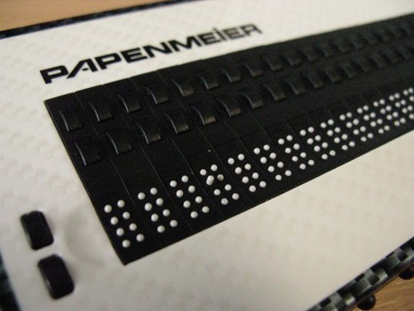 Close-up of a Braillex EL 40c Braille display