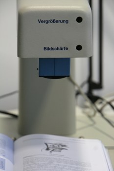 Close-up of a magnifying apparatus