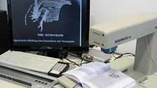 Close-up of a magnifying apparatus