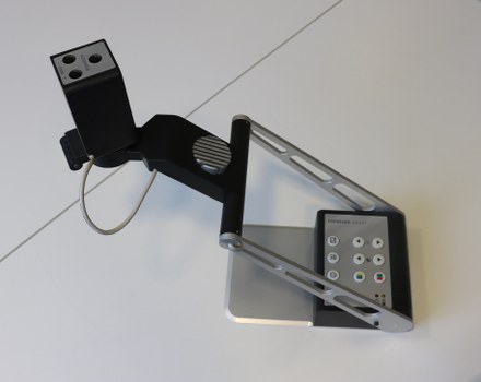 The photo shows the mobile tablet reader in its unpacked state.