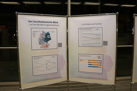 Schautafel zur Bevölkerungsentwicklung bei der Ausstellung Altersdiversität