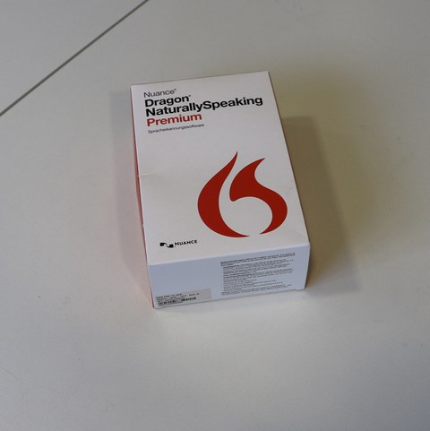 Photo of the packaging of Dragon Natural Speaking Premium - speech recognition software