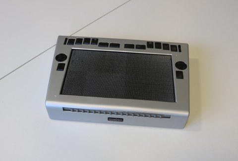 Photo shows the Hyperbraille - a tactile display lying on the table