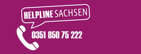 Logo Helpline Sachsen mit Telefonnummer